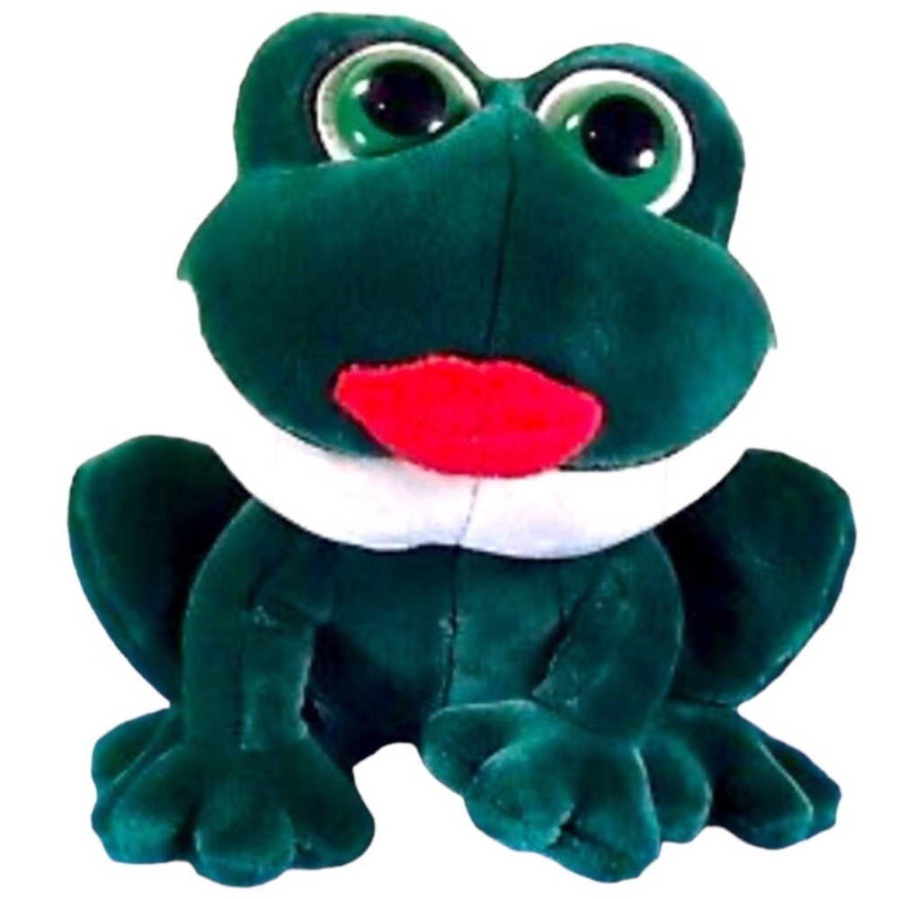 Russ Berrie Green Kissing Frog Smooches Valentine Plush stuff animal toy kids